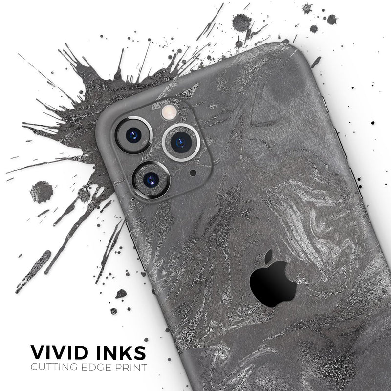Black & Silver Marble Swirl V5  - Protective Skin Wrap & Decal – Compatible with iPhone SE to iPhone 17 Pro Max (All Models)