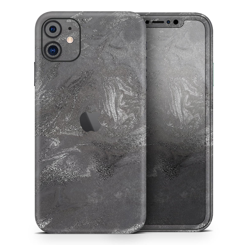 Black & Silver Marble Swirl V5  - Protective Skin Wrap & Decal – Compatible with iPhone SE to iPhone 17 Pro Max (All Models)