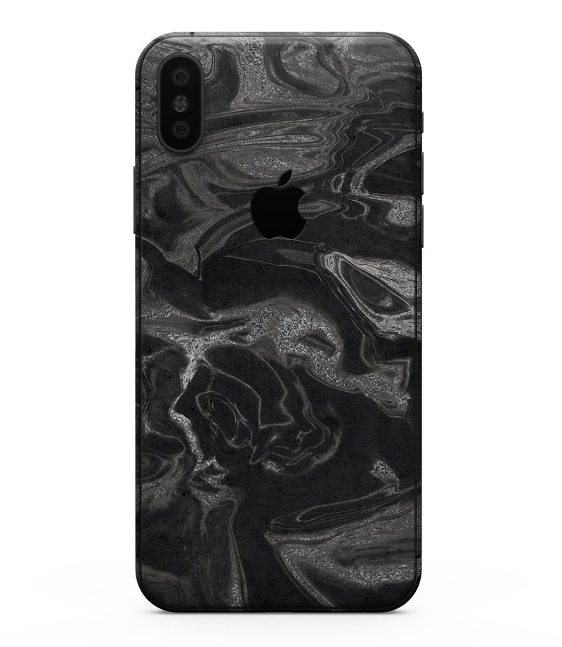 Black & Silver Marble Swirl V6 - iPhone XS MAX, XS/X, 8/8+, 7/7+, 5/5S/SE Skin-Kit (All iPhones Available)