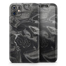 Black & Silver Marble Swirl V6  - Protective Skin Wrap & Decal – Compatible with iPhone SE to iPhone 17 Pro Max (All Models)
