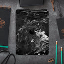 Black & Silver Marble Swirl V8 - Full Body Skin Decal for the Apple iPad Pro 12.9", 11", 10.5", 9.7", Air or Mini (All Models Available)