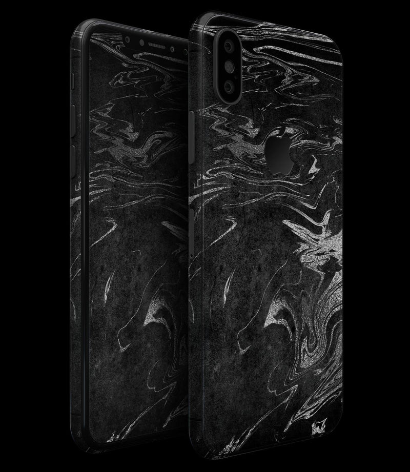 Black & Silver Marble Swirl V8 - iPhone XS MAX, XS/X, 8/8+, 7/7+, 5/5S/SE Skin-Kit (All iPhones Available)