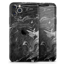 Black & Silver Marble Swirl V8  - Protective Skin Wrap & Decal – Compatible with iPhone SE to iPhone 17 Pro Max (All Models)