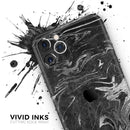 Black & Silver Marble Swirl V8  - Protective Skin Wrap & Decal – Compatible with iPhone SE to iPhone 17 Pro Max (All Models)
