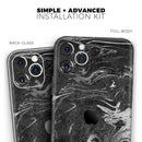 Black & Silver Marble Swirl V8  - Protective Skin Wrap & Decal – Compatible with iPhone SE to iPhone 17 Pro Max (All Models)