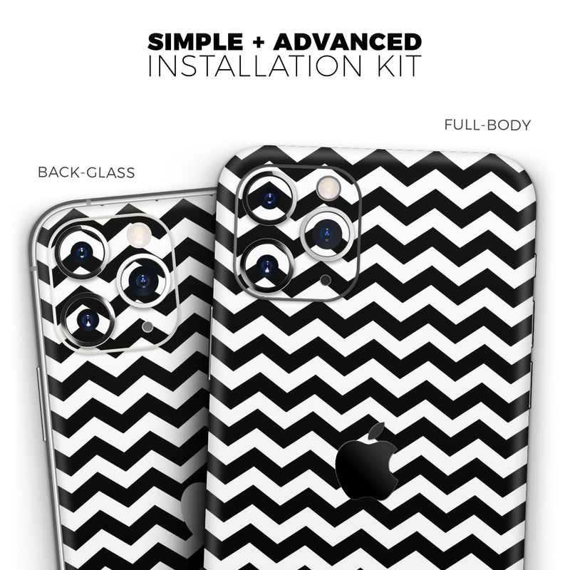 Black & White Chevron Pattern V2  - Protective Skin Wrap & Decal – Compatible with iPhone SE to iPhone 17 Pro Max (All Models)