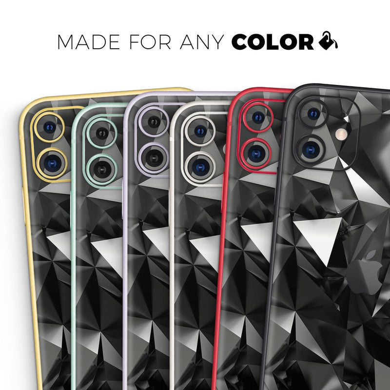 Black 3D Diamond Surface  - Protective Skin Wrap & Decal – Compatible with iPhone SE to iPhone 17 Pro Max (All Models)