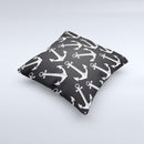 Black Anchor Collage Ink-Fuzed Decorative Throw Pillow