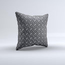 Black Diamond-Plate Ink-Fuzed Decorative Throw Pillow