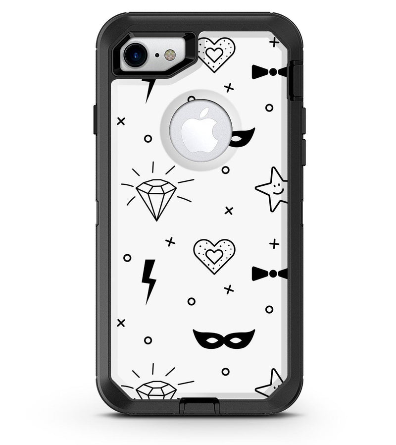 Black Doodles with Lightining - iPhone 7 or 8 OtterBox Case & Skin Kits