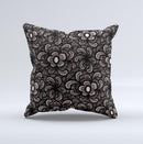 Black Floral Lace Ink-Fuzed Decorative Throw Pillow