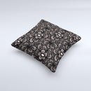 Black Floral Lace Ink-Fuzed Decorative Throw Pillow