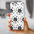 Black Floral Pedals with Clear Cacking iPhone 6/6s or 6/6s Plus 2-Piece Hybrid INK-Fuzed Case
