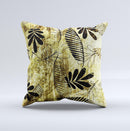 Black & Gold Grunge Leaf Surface Ink-Fuzed Decorative Throw Pillow
