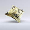 Black & Gold Grunge Leaf Surface Ink-Fuzed Decorative Throw Pillow