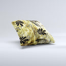 Black & Gold Grunge Leaf Surface Ink-Fuzed Decorative Throw Pillow