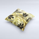 Black & Gold Grunge Leaf Surface Ink-Fuzed Decorative Throw Pillow