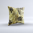 Black & Gold Grunge Leaf Surface Ink-Fuzed Decorative Throw Pillow