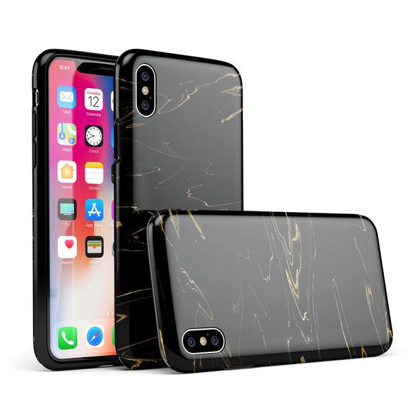 Black & Gold Marble Swirl V10 - iPhone X Swappable Hybrid Case