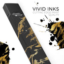 Black & Gold Marble Swirl V11 - Premium Decal Protective Skin-Wrap Sticker compatible with the Juul Labs vaping device