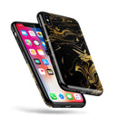 Black & Gold Marble Swirl V12 - iPhone X Swappable Hybrid Case