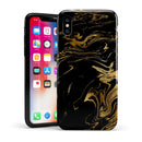 Black & Gold Marble Swirl V12 - iPhone X Swappable Hybrid Case