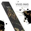 Black & Gold Marble Swirl V1 - Premium Decal Protective Skin-Wrap Sticker compatible with the Juul Labs vaping device