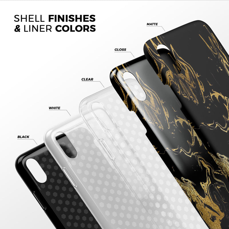 Black & Gold Marble Swirl V1 - iPhone X Swappable Hybrid Case