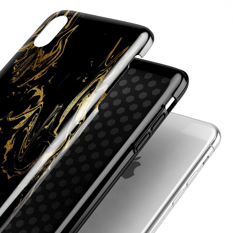Black & Gold Marble Swirl V1 - iPhone X Swappable Hybrid Case