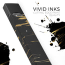Black & Gold Marble Swirl V2 - Premium Decal Protective Skin-Wrap Sticker compatible with the Juul Labs vaping device
