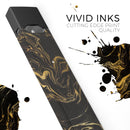 Black & Gold Marble Swirl V3 - Premium Decal Protective Skin-Wrap Sticker compatible with the Juul Labs vaping device