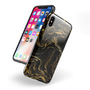 Black & Gold Marble Swirl V3 - iPhone X Swappable Hybrid Case