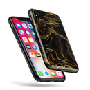 Black & Gold Marble Swirl V3 - iPhone X Swappable Hybrid Case