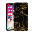 Black & Gold Marble Swirl V3 - iPhone X Swappable Hybrid Case