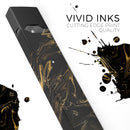Black & Gold Marble Swirl V4 - Premium Decal Protective Skin-Wrap Sticker compatible with the Juul Labs vaping device