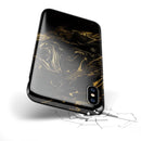 Black & Gold Marble Swirl V4 - iPhone X Swappable Hybrid Case