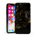 Black & Gold Marble Swirl V4 - iPhone X Swappable Hybrid Case