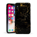 Black & Gold Marble Swirl V6 - iPhone X Swappable Hybrid Case