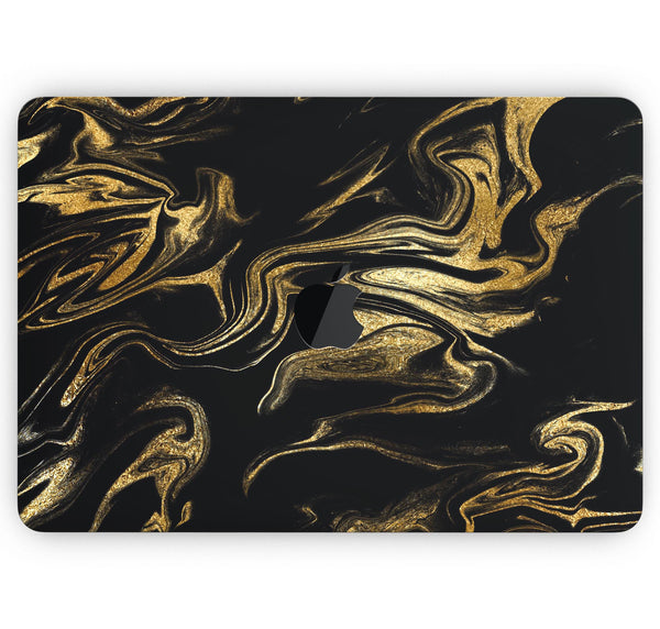 Black & Gold Marble Swirl V7 - Skin Decal Wrap Kit Compatible with the Apple MacBook Pro, Pro with Touch Bar or Air (11", 12", 13", 15" & 16" - All Versions Available)