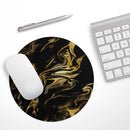 Black & Gold Marble Swirl V7// WaterProof Rubber Foam Backed Anti-Slip Mouse Pad for Home Work Office or Gaming Computer Desk