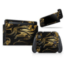 Black & Gold Marble Swirl V7 // Skin Decal Wrap Kit for Nintendo Switch Console & Dock, Joy-Cons, Pro Controller, Lite, 3DS XL, 2DS XL, DSi, or Wii - Vinyl Skin Wrap for Nintendo Switch 2, OLED, Lite, Pro Controller, Wii & Classic Handhelds