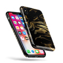 Black & Gold Marble Swirl V7 - iPhone X Swappable Hybrid Case