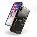 Black & Gold Marble Swirl V8 - iPhone X Swappable Hybrid Case