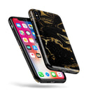 Black & Gold Marble Swirl V8 - iPhone X Swappable Hybrid Case