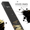 Black & Gold Marble Swirl V9 - Premium Decal Protective Skin-Wrap Sticker compatible with the Juul Labs vaping device