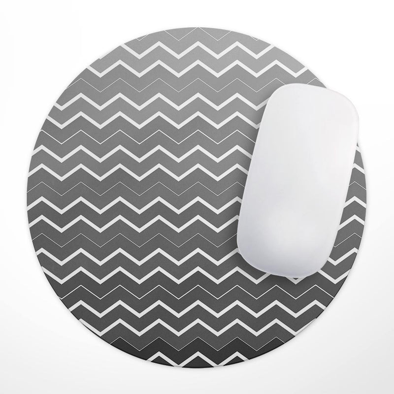 Black Gradient Layered Chevron// WaterProof Rubber Foam Backed Anti-Slip Mouse Pad for Home Work Office or Gaming Computer Desk