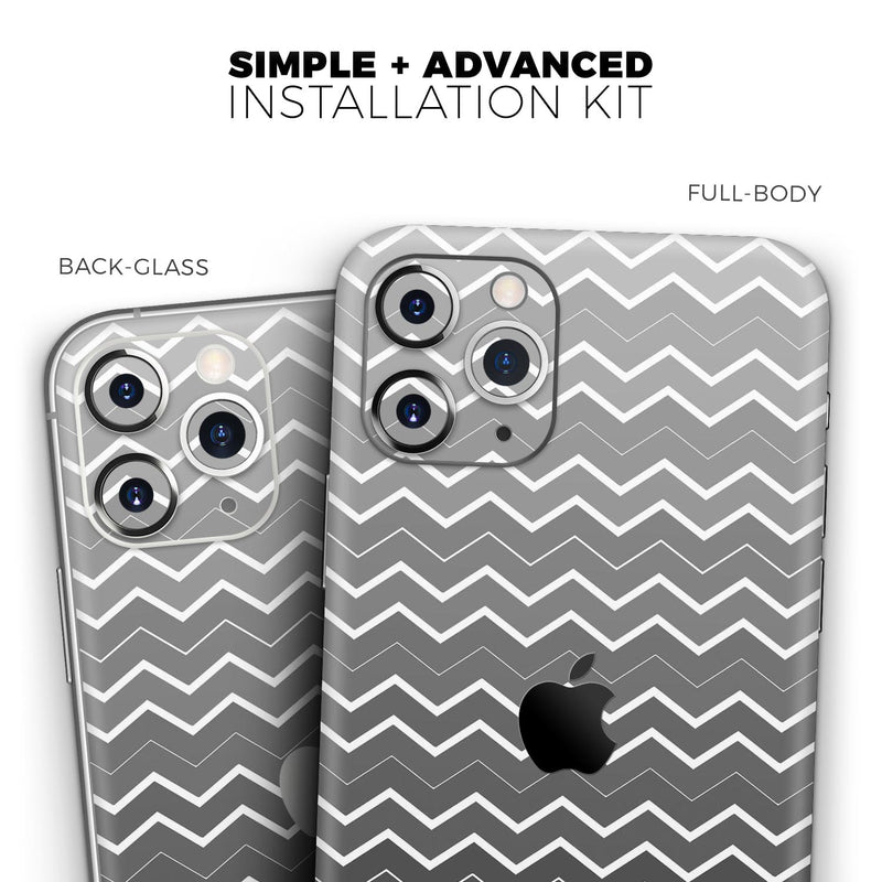 Black Gradient Layered Chevron  - Protective Skin Wrap & Decal – Compatible with iPhone SE to iPhone 17 Pro Max (All Models)