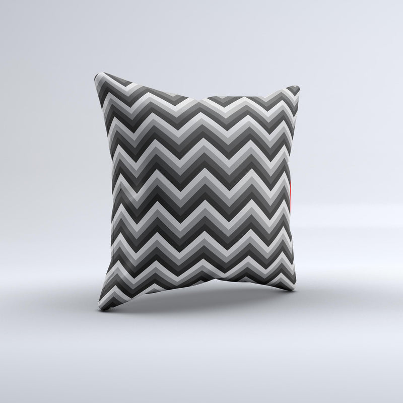 Black Grayscale Layered Chevron Ink-Fuzed Decorative Throw Pillow