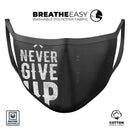 Black Hammered Never Give Up - Made in USA Mouth Cover Unisex Anti-Dust Cotton Blend Reusable & Washable Face Mask with Adjustable Sizing for Adult or Child