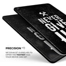 Black Hammered Never Give Up - Full Body Skin Decal for the Apple iPad Pro 12.9", 11", 10.5", 9.7", Air or Mini (All Models Available)